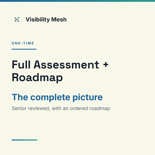 Visibility Mesh Full Assessment and Roadmap card: the complete picture, senior reviewed with an ordered roadmap