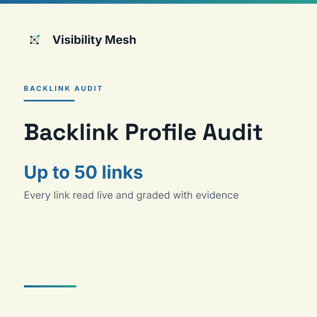 Visibility Mesh Backlink Profile Audit, up to 50 links